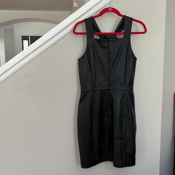 Antonio Melani Jessica Twisted Halter Neck Genuine Leather Sheath Mini Dress - Picture 3 of 16